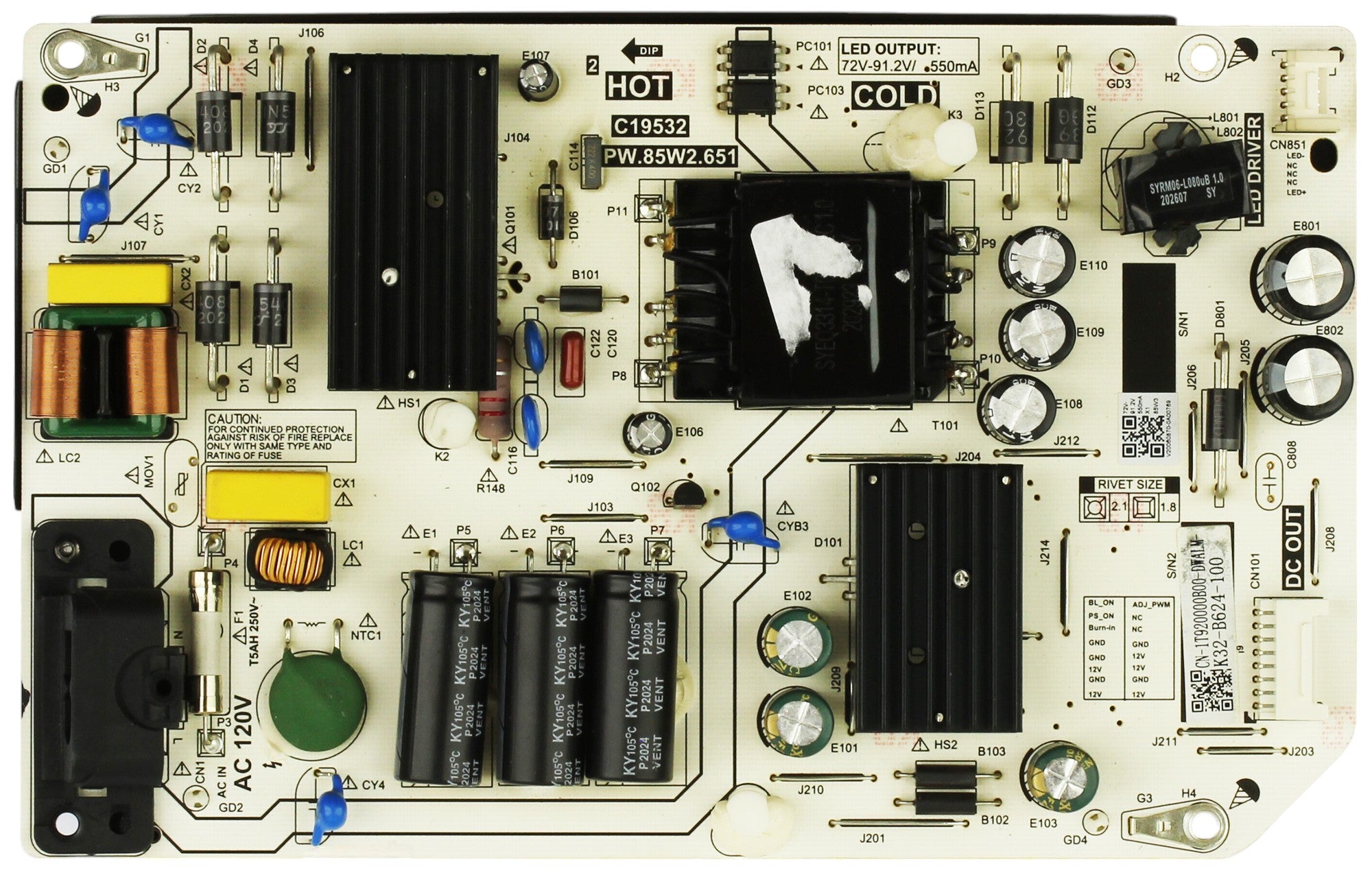 Toshiba 1T920000B00 Power Supply Board/LED Driver