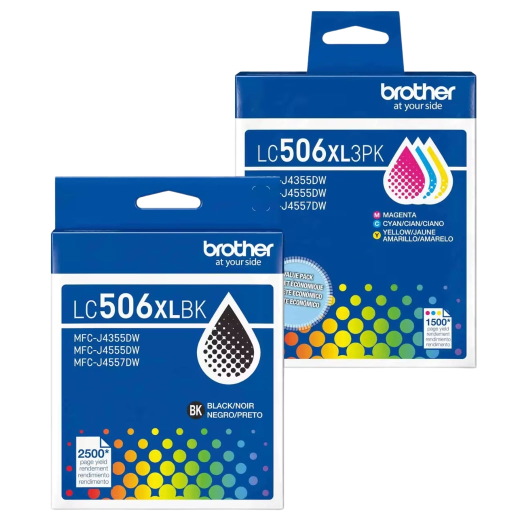 New, Pre-Owned - Brother LC506XL High Yield Multi-Color (BCMY) Ink Cartridge, 4-Pack