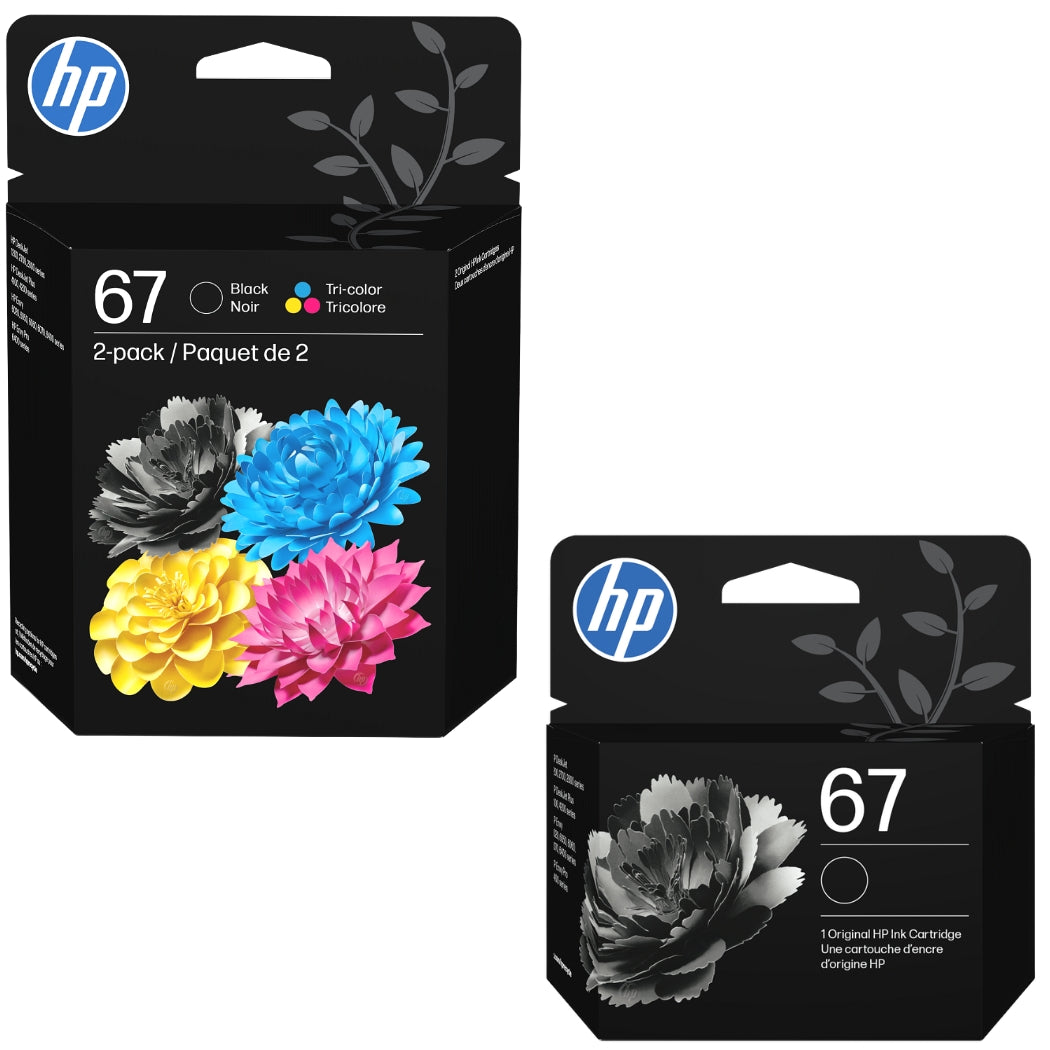 New, Pre-Owned - HP 67 2 Black and 1 Color Ink Cartridge-3 Pack