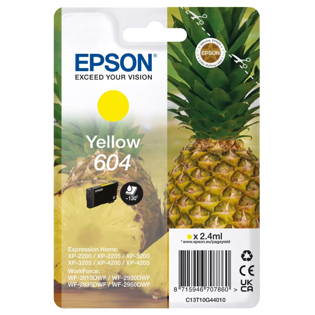 New, Pre-Owned - Epson 604 Standard Yield Yellow Ink Cartridge, C13T10G44010