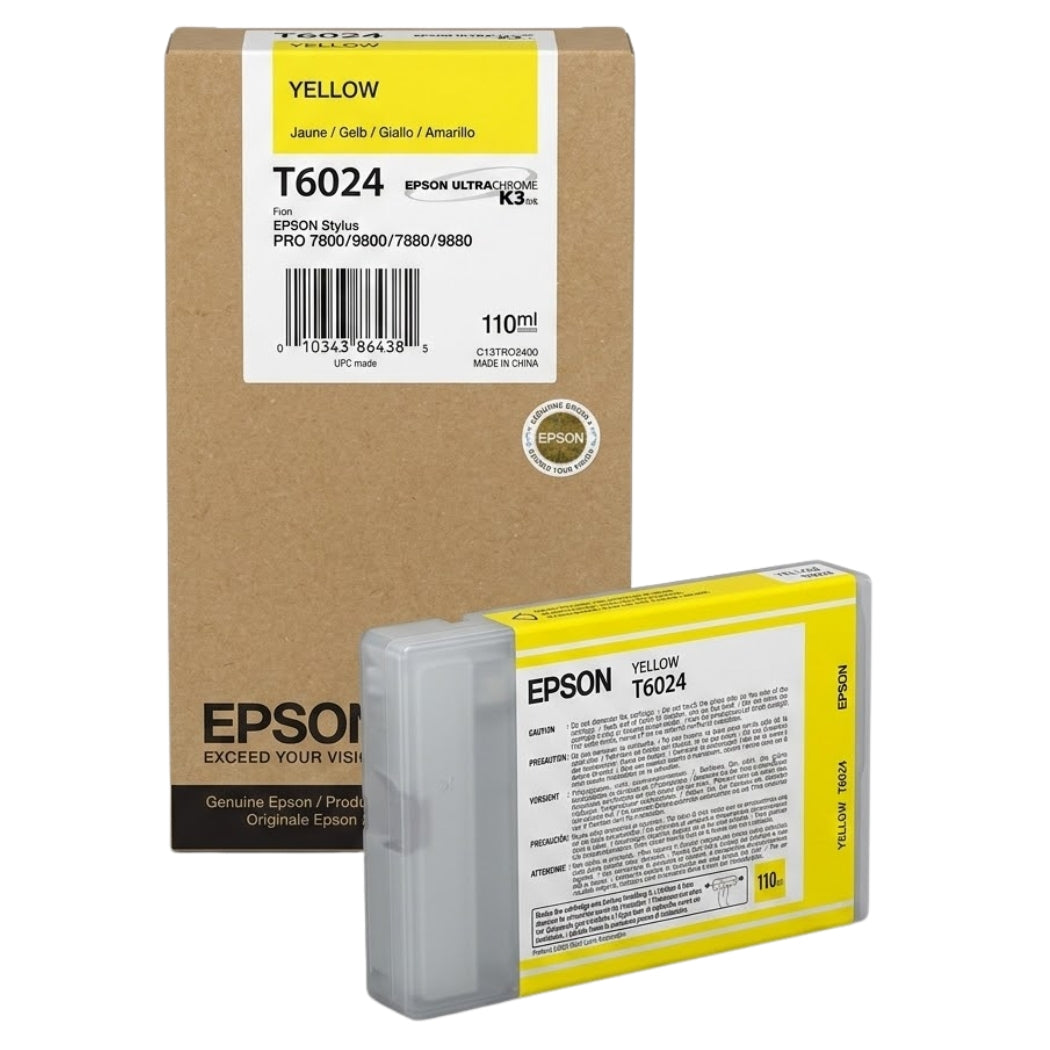 New, Pre-Owned - Epson T6024 Standard Yield 110ml Yellow Ink Cartridge, C13T602400