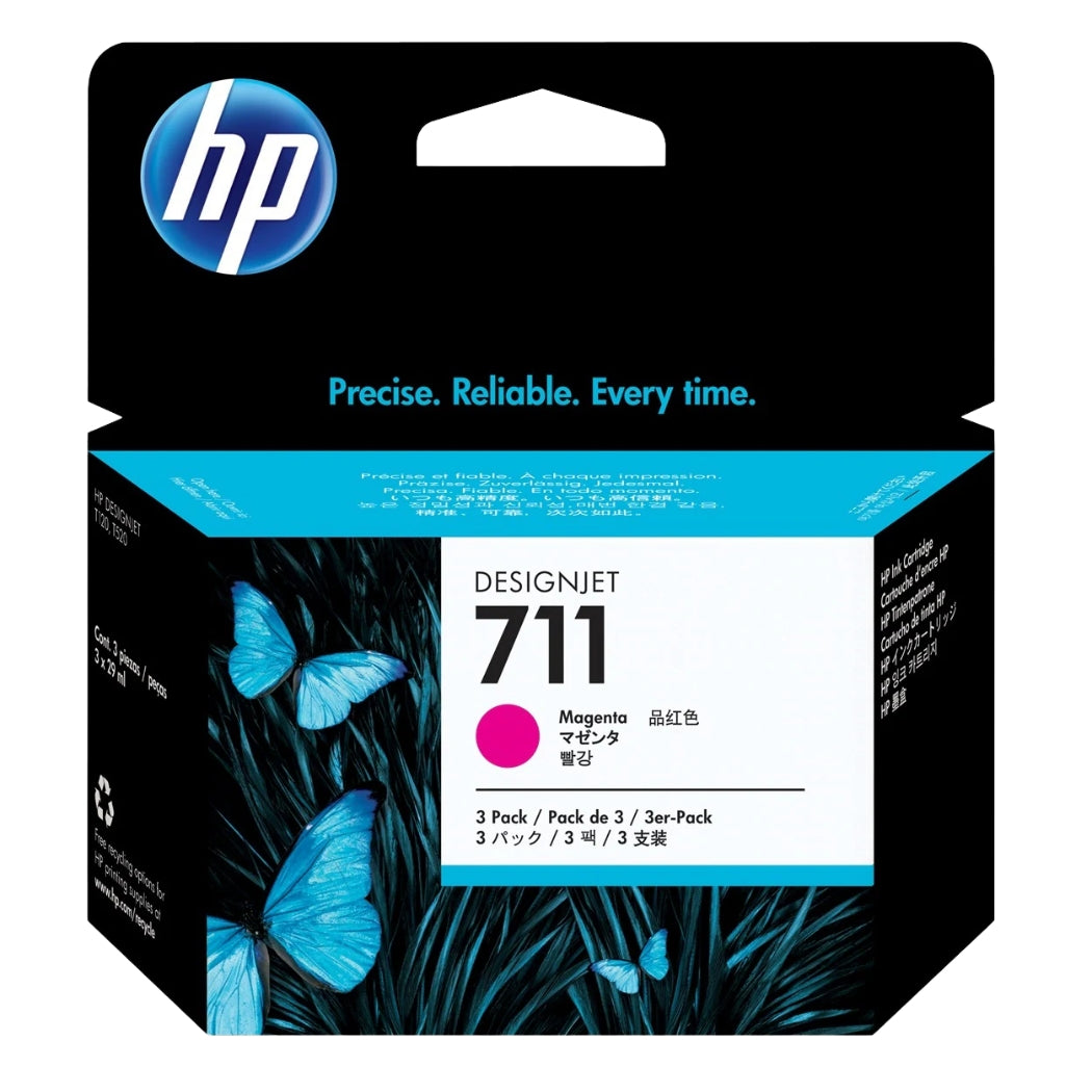New, Pre-Owned - HP 711 Magenta (CZ135A) Ink Cartridge- Pack of 3
