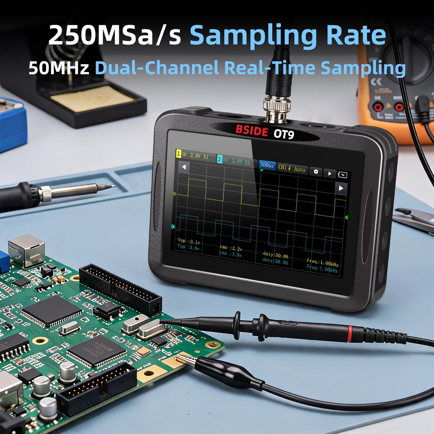 BSIDE OT9 3-in-1 Oscilloscope with Graphing Multimeter & Signal Generator