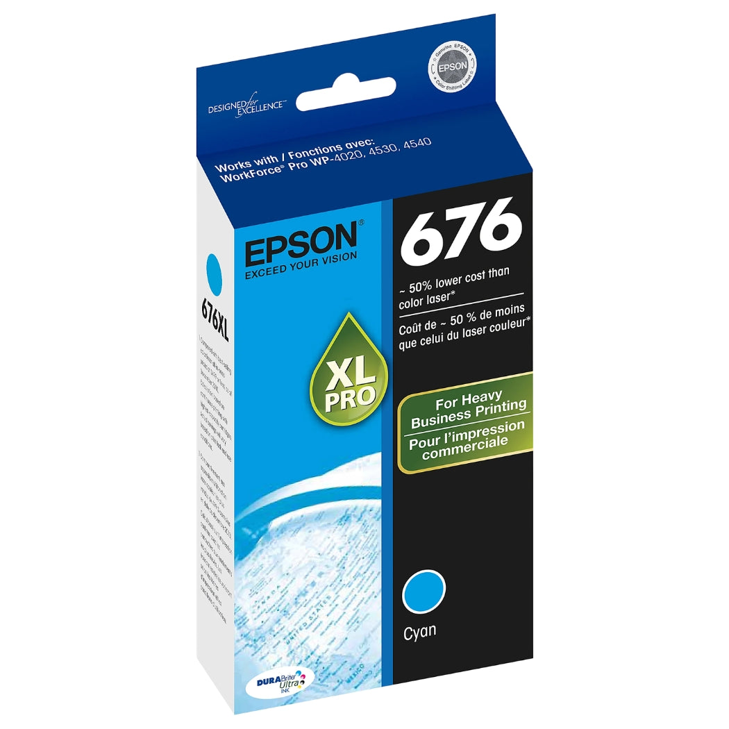 New, Pre-Owned - Epson 676XL DURABrite High-Yield Cyan Ink Cartridge, T676XL220