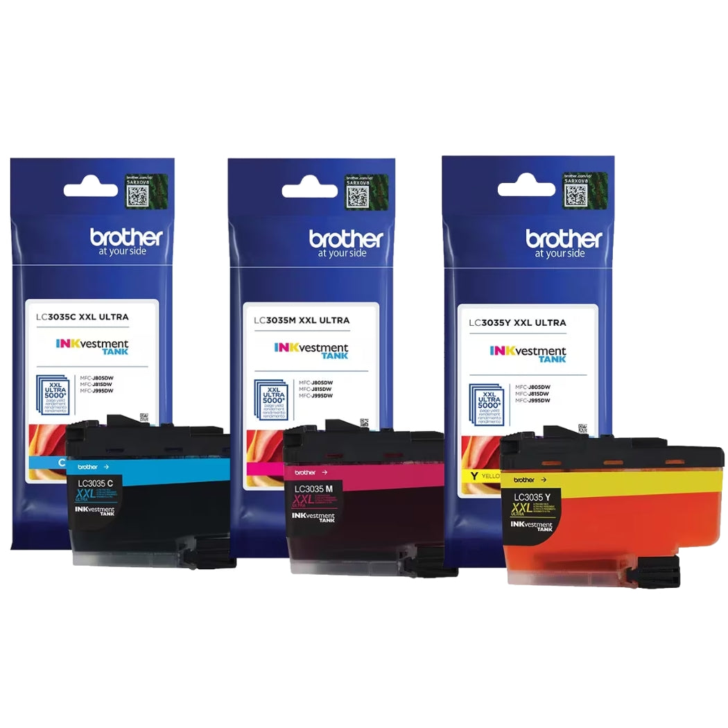 New, Pre-Owned - Brother LC3035XXL High Yield Tri-Color Ink Cartridge-Pack-3