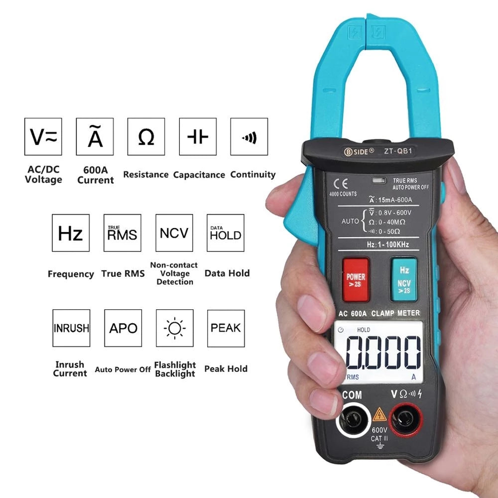 BSIDE ZT-QB1 Digital Clamp Meter T-RMS AC/DC Multimeter with NCV