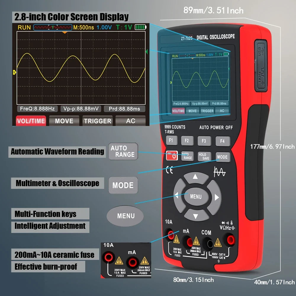 BSIDE ZT702S Handheld Oscilloscope Multimeter