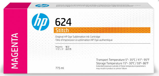 New, Pre-owned, HP 624 775ml Magenta Stitch Dye Sublimation Ink Cartridges, 2LL55A