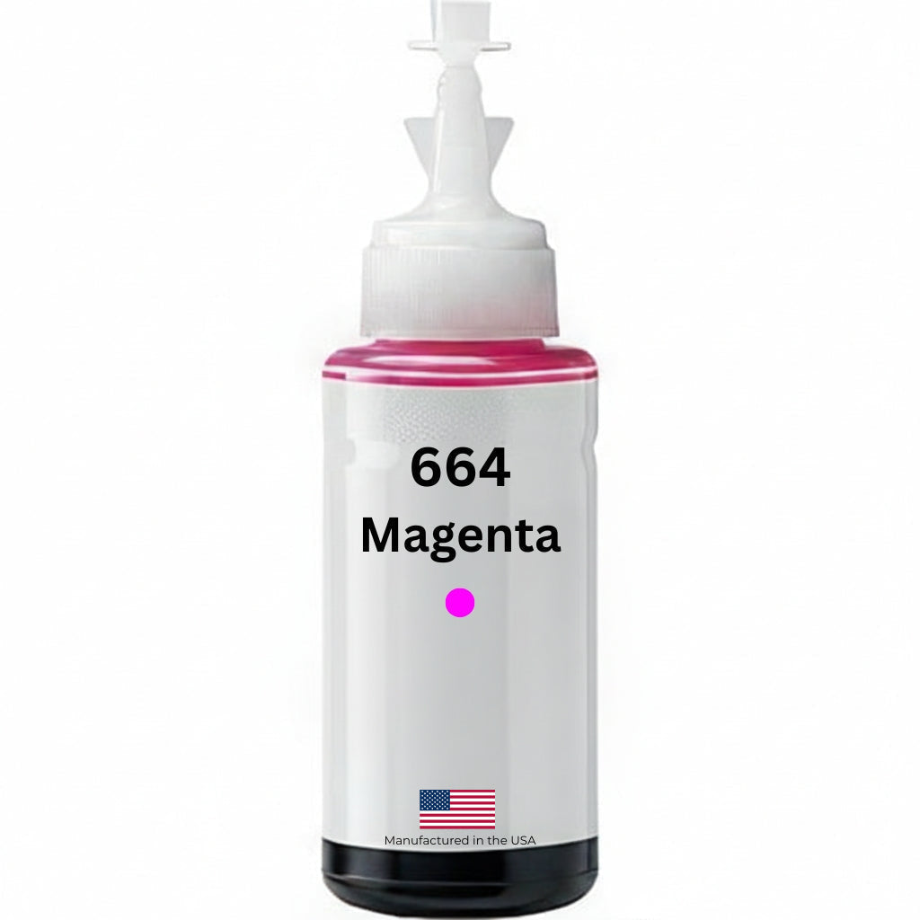 US Remanufactured for Epson 664 (T664320-S) 70ml Magenta High Yield Ink Bottle Made in the USA, T664320-S