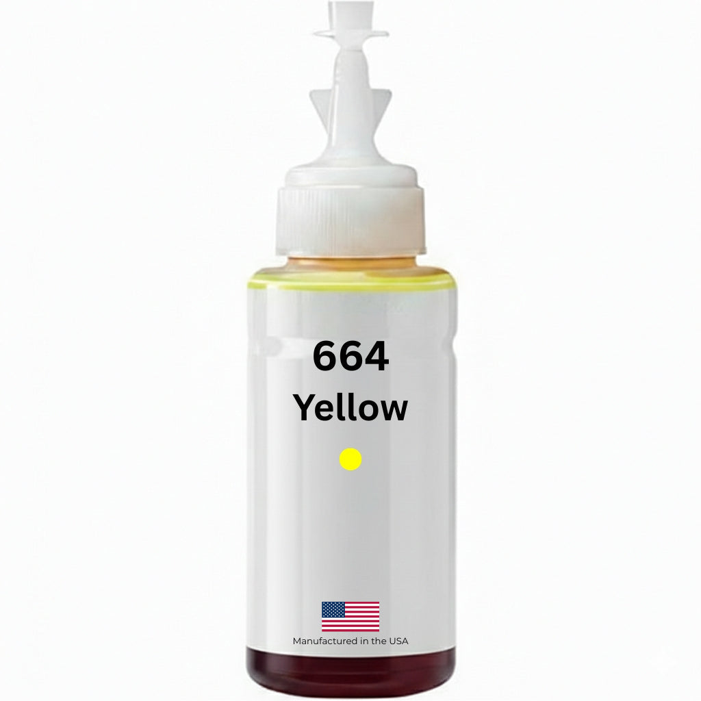 US Remanufactured for Epson 664 (T664420-S) 70ml Yellow High Yield Ink Bottle Made in the USA, T664420-S