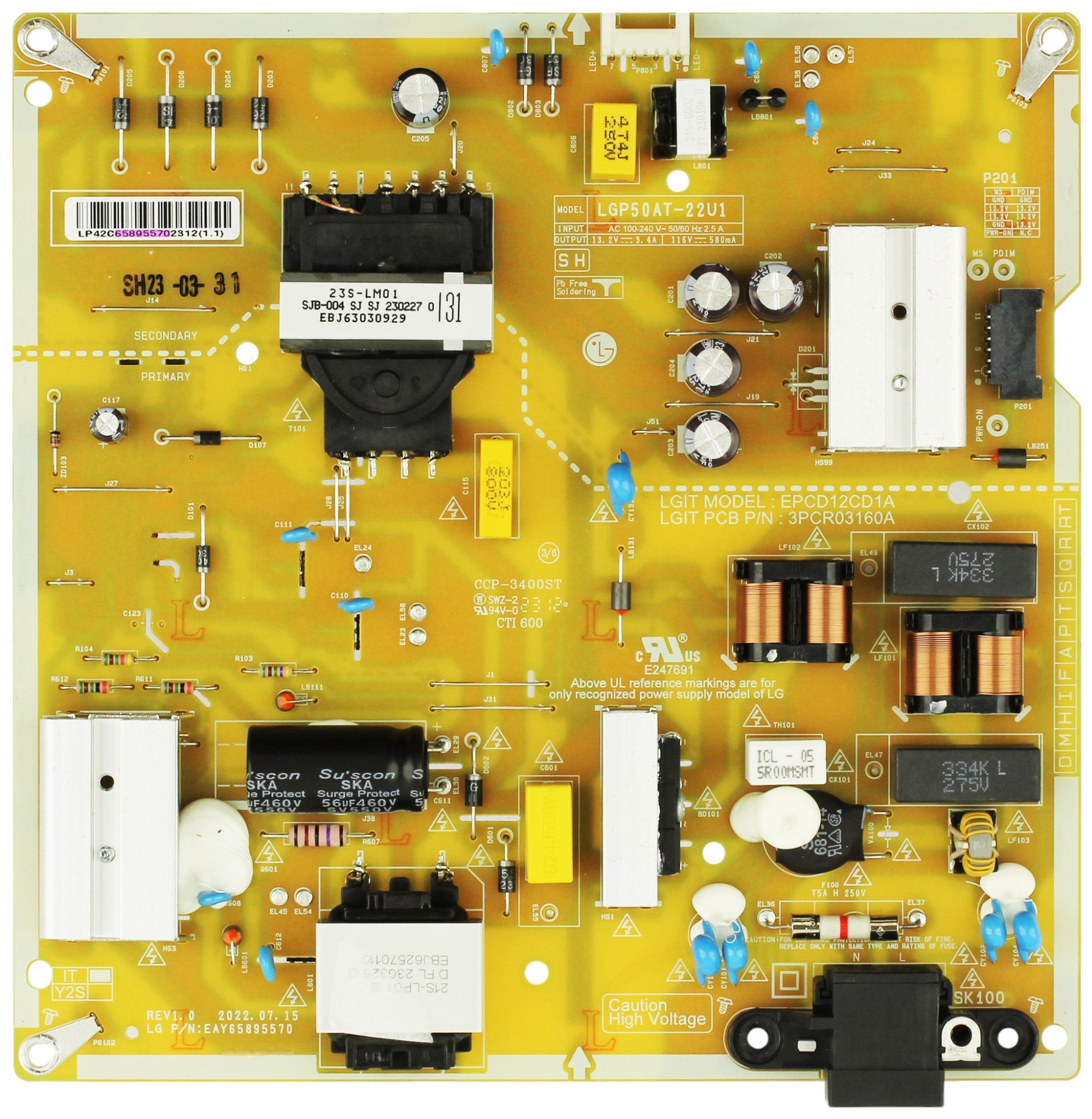 LG EAY65895570 Power Supply/LED Driver Board