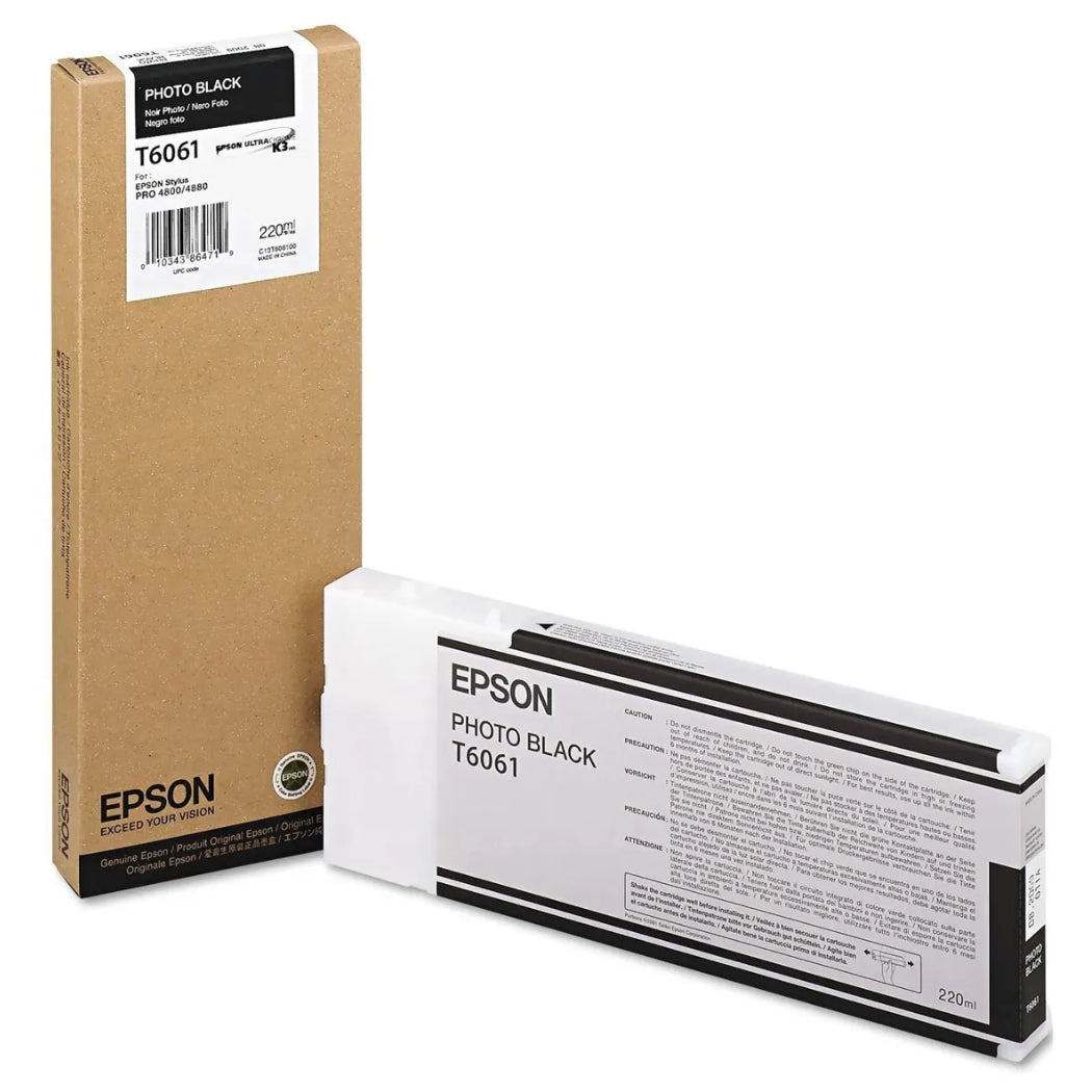 New, Pre-Owned - Epson 220ml UltraChrome K3 Photo Black Ink Cartridge, T606100