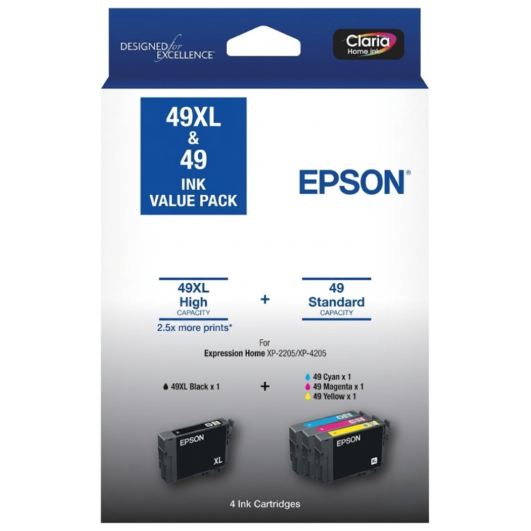 New, Pre-Owned - Epson 49XL Black & 49 Color Ink Cartridge, C13T10F996