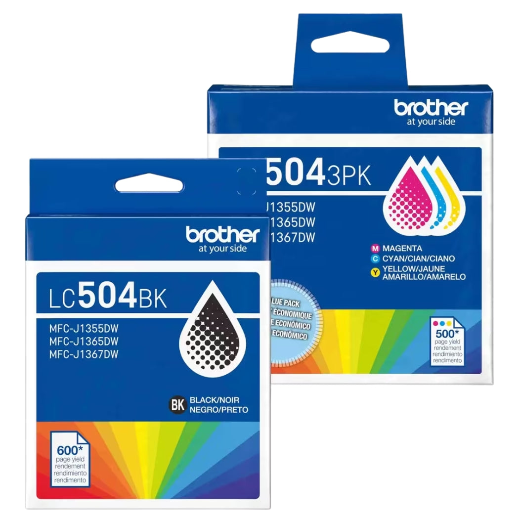 New, Pre-Owned - Brother LC504 Standard Yield Multi-Color (BCMY) Ink Cartridge, 4-Pack