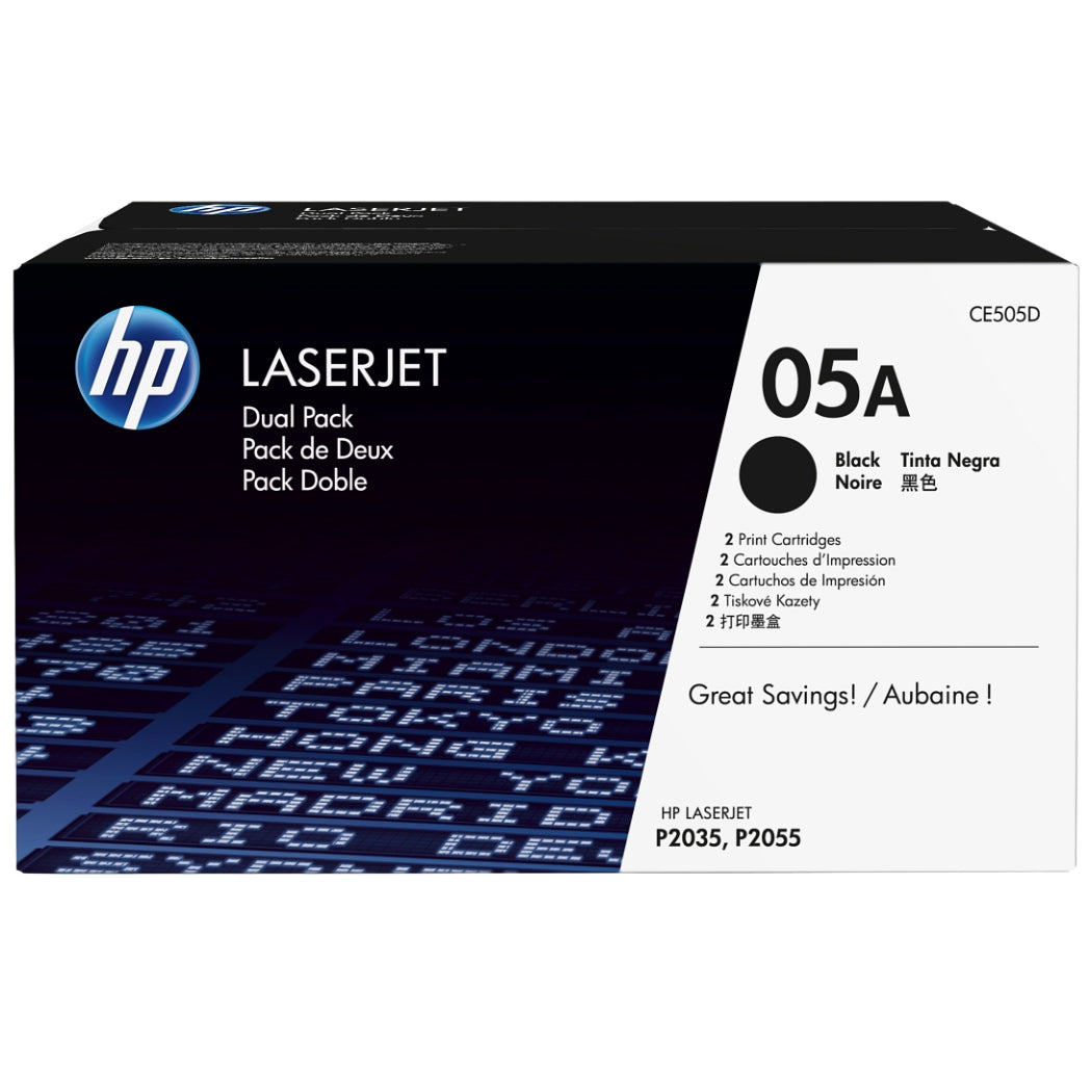New, Pre-Owned - HP 05A High Yield Dual Black LaserJet Toner Cartridge, CE505D