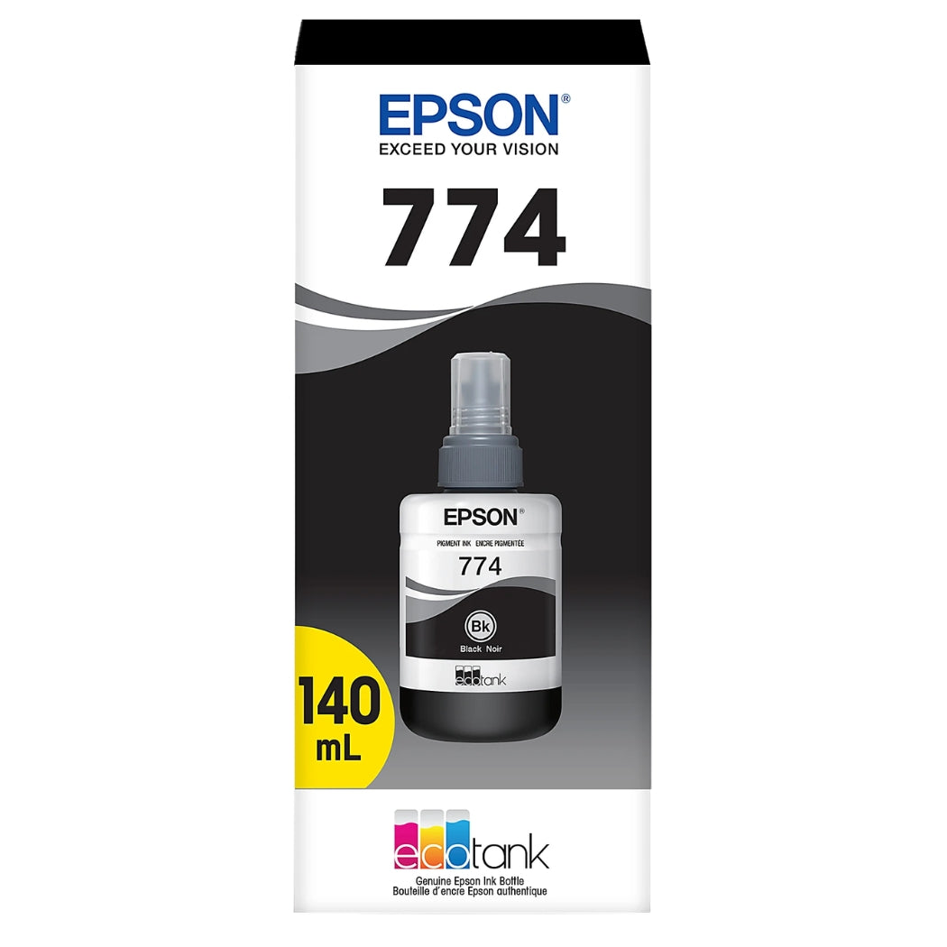 New, Pre-Owned - Epson 774 Black Ink Bottle, T774120-S