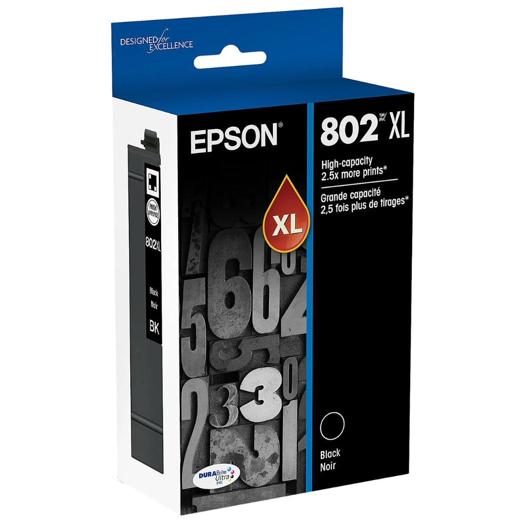 New, Pre-Owned - Epson T802XL High Yield Black Ink Cartridge, T802XL120