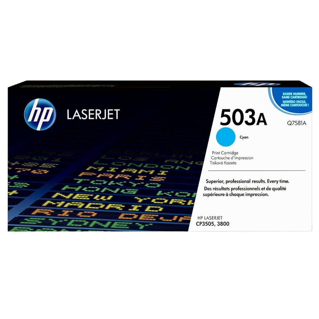 New, Pre-Owned - HP 503A Standard-Yield Cyan Toner Cartridge, Q7581A