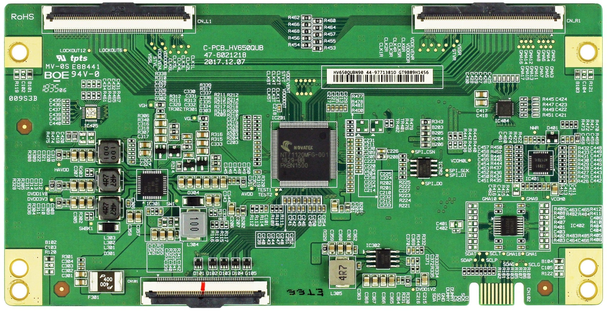 Vizio Element Philips RCA 47-6021218 HV650QUBN90 T-Con Board