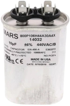 Mars 14032 10 MFD Oval Run Capacitor (440/370V)