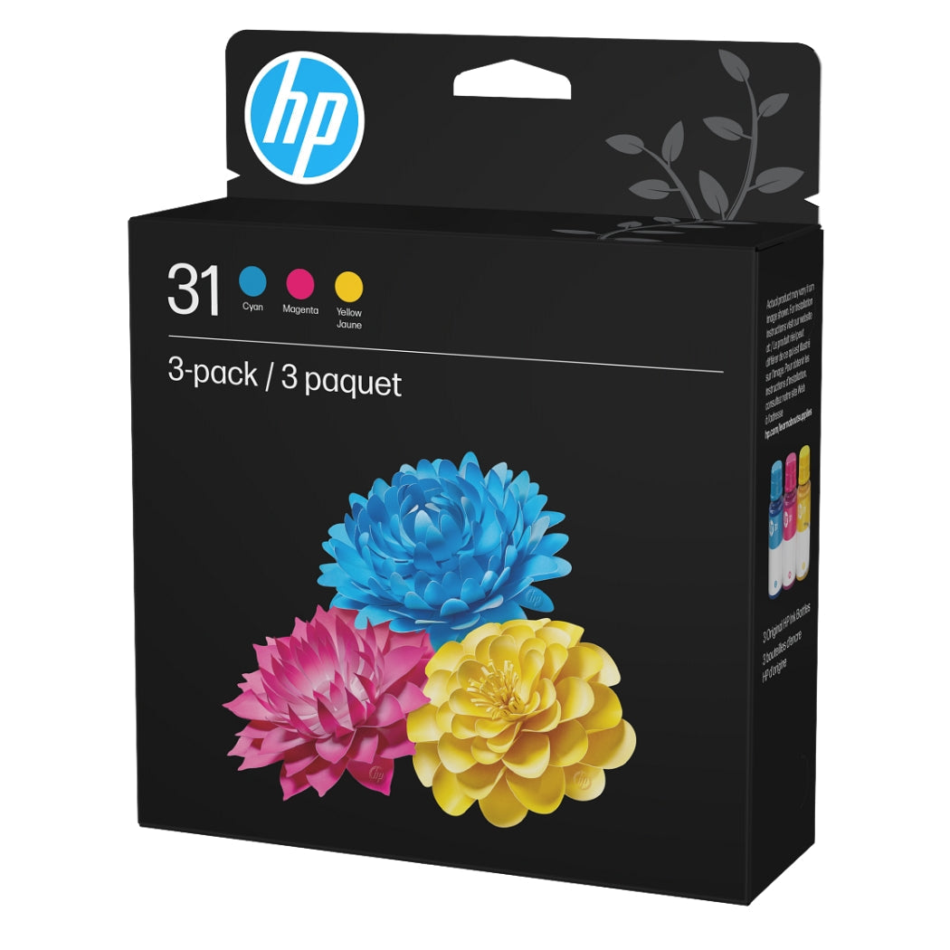 New, Pre-Owned - HP 31 Standard Yield Tri-Colour 50ml Ink Cartridges Refills-Pack-3