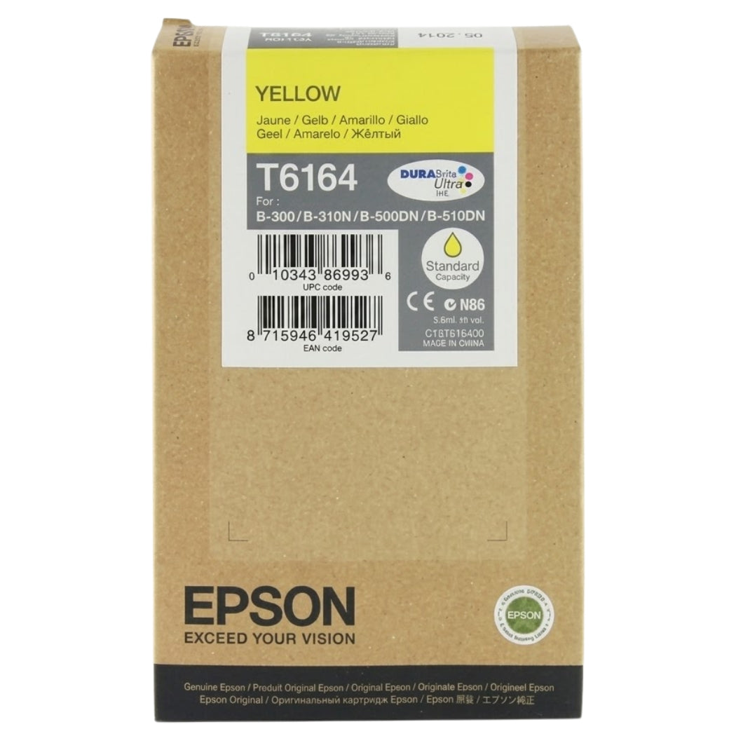 New, Pre-Owned - Epson T6164 Standard-Yield Yellow Ink Cartridge, C13T616400