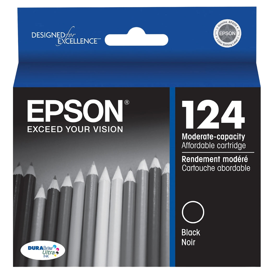 New, Pre-Owned - Epson T124 Standard Yield Black Ink Cartridge, T124120