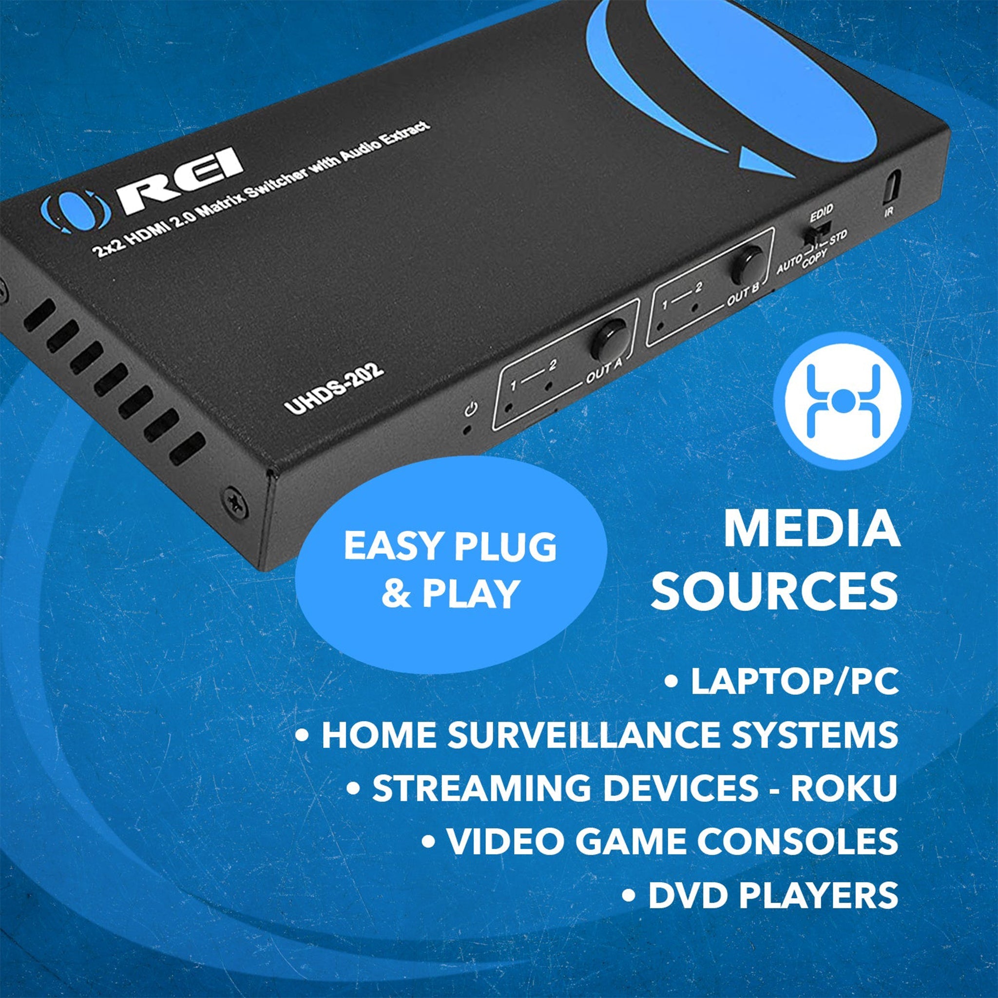 4K@60hz 2x2 HDMI™ Matrix  (Audio Extract)-UHDS-202