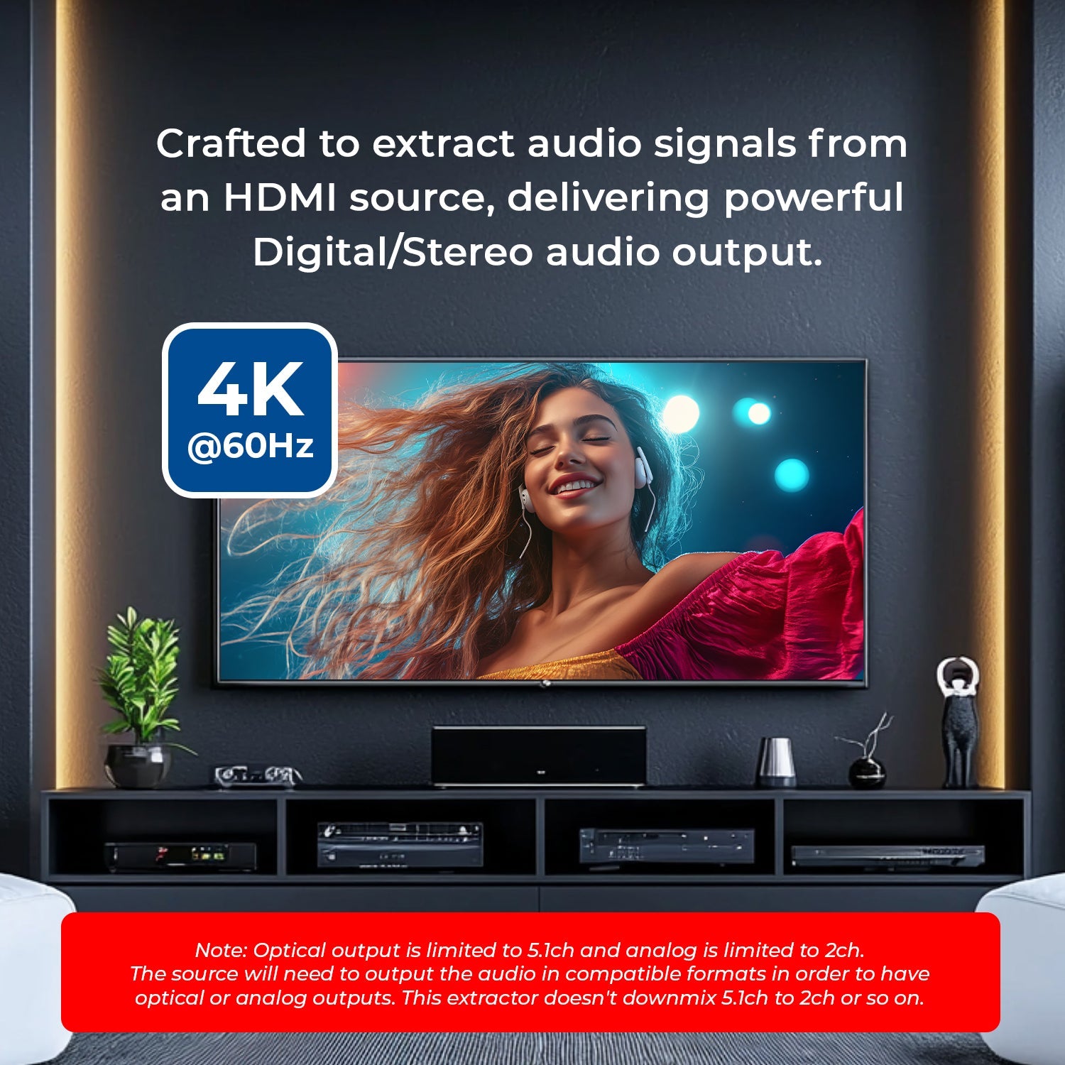 4K HDMI™ Audio Extractor (3.5mm, Optical)-HDA-912