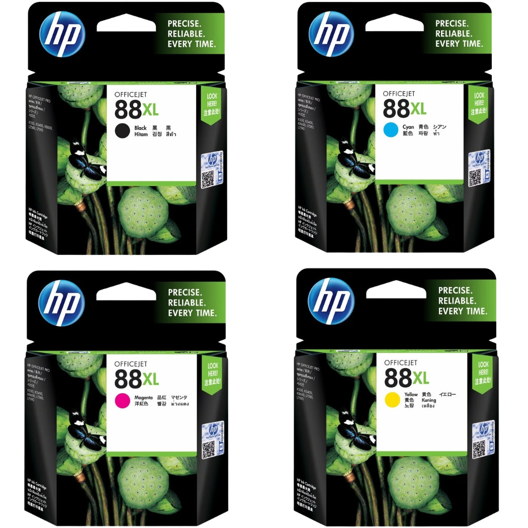 New, Pre-Owned - HP 88XL Black Cyan Magenta Yellow 4PK Ink Cartridges