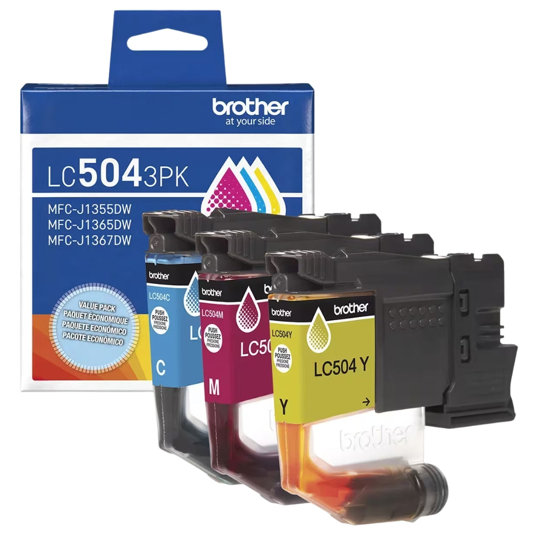 New, Pre-Owned - Brother LC504 Standard Yield Multi-Color (CMY) Ink Cartridge,3-Pack