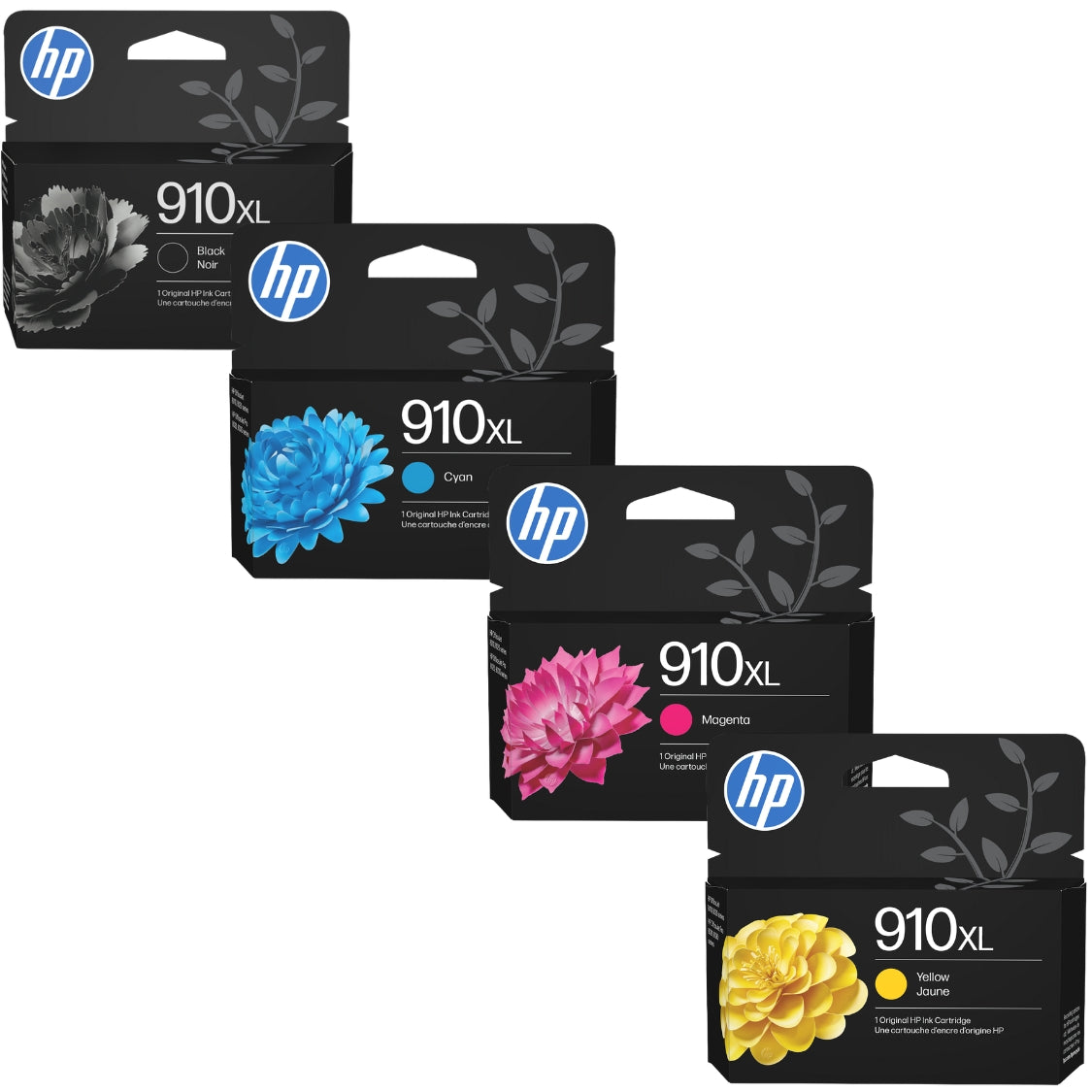 New, Pre-Owned - HP 910XL Black, Cyan, Magenta, Yellow Ink Cartridges-4 Pack