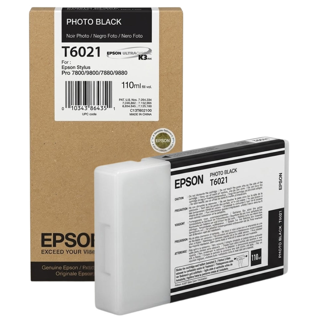 New, Pre-Owned - Epson T6021 Standard Yield 110ml Photo Black Ink Cartridge, C13T602100