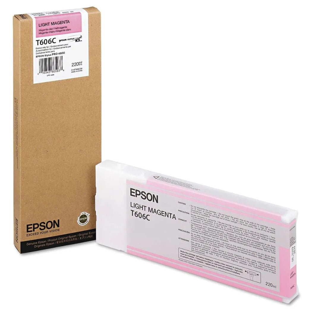New, Pre-Owned - Epson 220ml UltraChrome K3 Light Magenta Ink Cartridge, T606C00