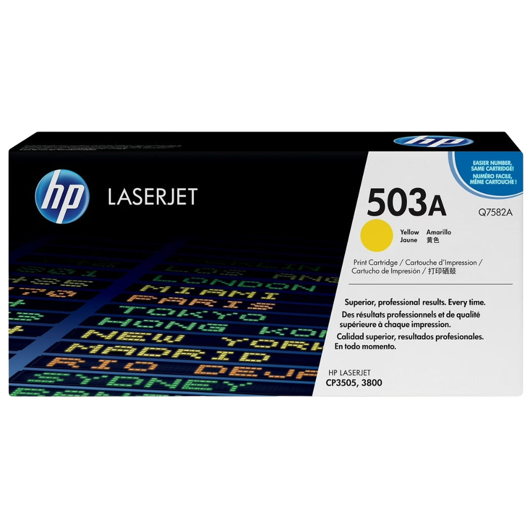 New, Pre-Owned - HP 503A Standard Yield Yellow LaserJet Toner Cartridge, Q7582A