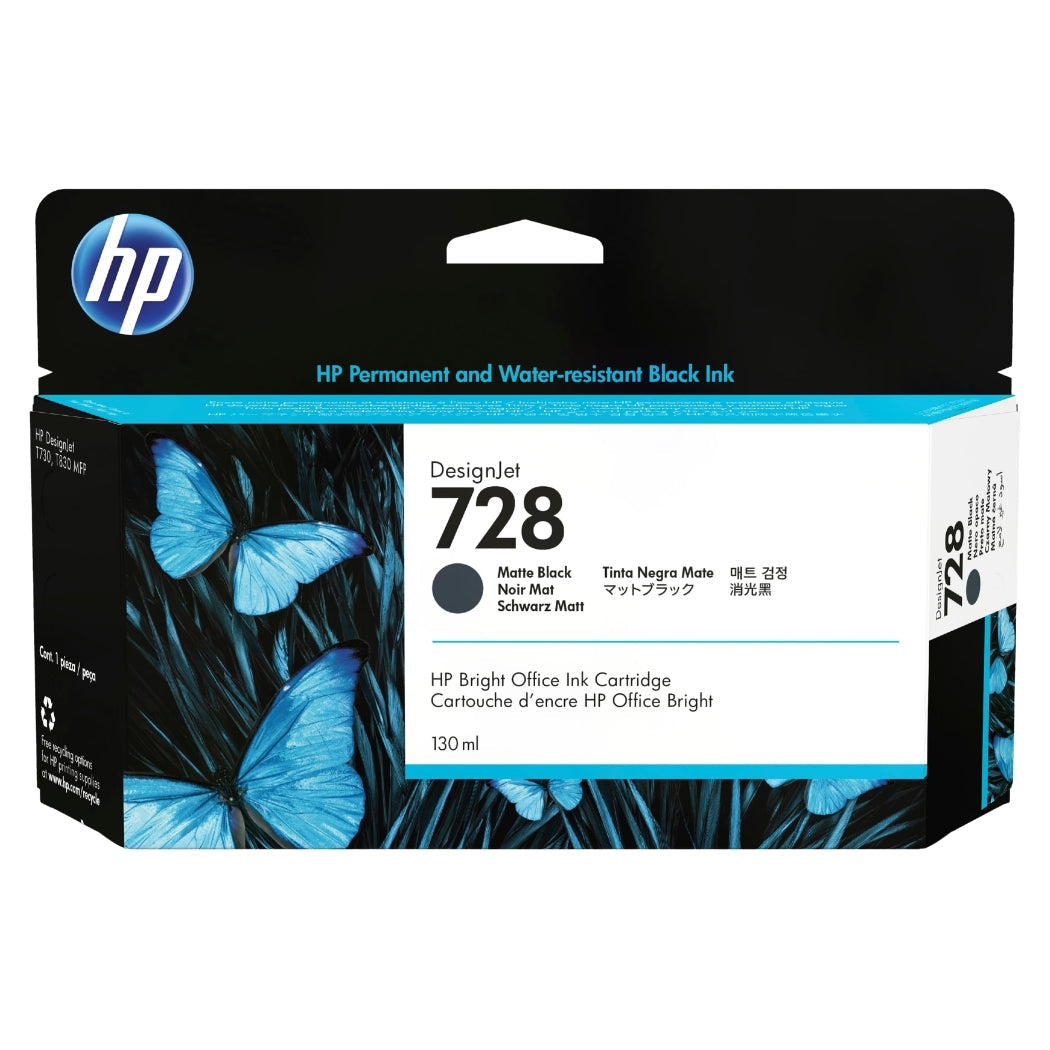 New, Pre-Owned - HP 728 130-ml (3WX25A) Matte Black New, Pre-Owned - Ink Cartridge