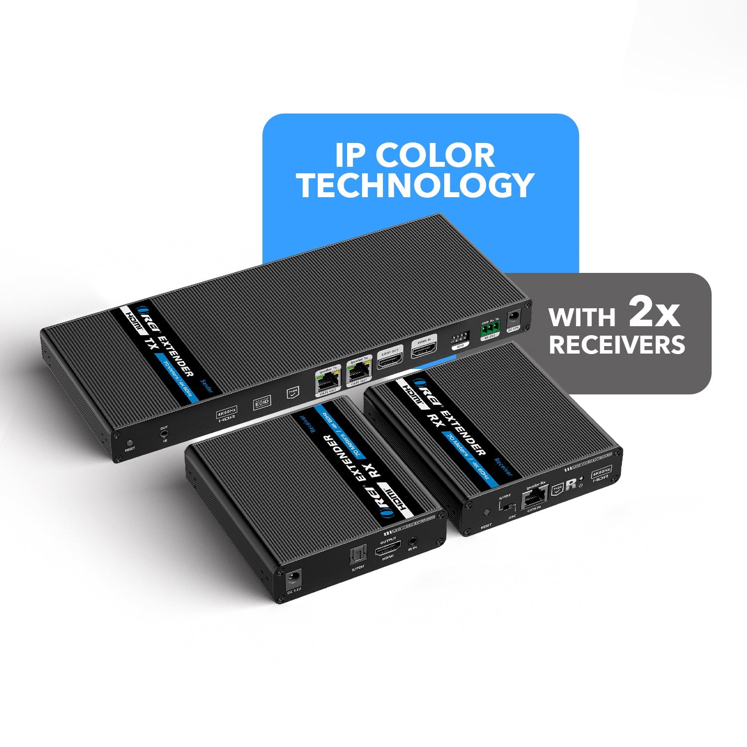 4K@60hz 1x2 HDMI™ Extender Splitter (Loop, IR) - 230ft (cat6) (UHD12-IPC230-K)