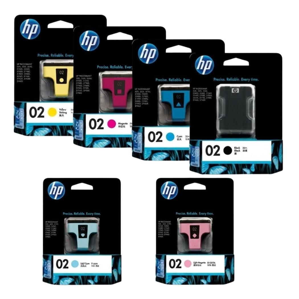 New, Pre-Owned - HP 02 Black and Color Ink Cartridges-6 Pack