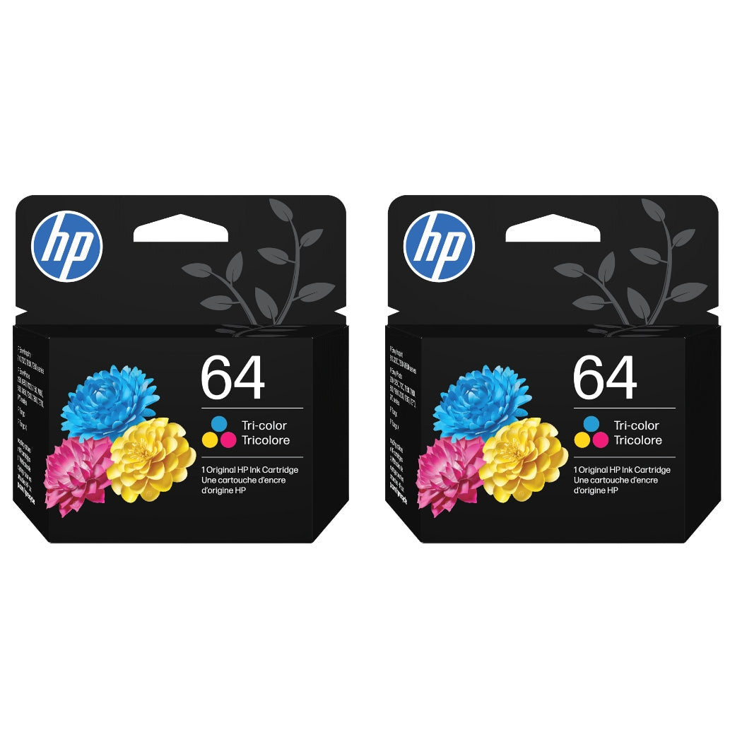 New, Pre-Owned - HP 64 (N9J89AN) Tri-Color Ink Cartridge- 2 Pack