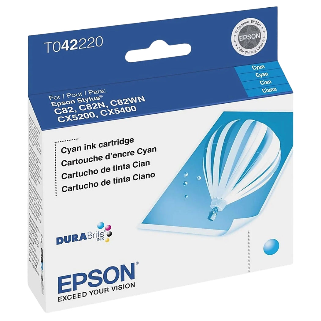 New, Pre-Owned - Epson T042 Standard-Yield Cyan Ink Cartridge, T042220