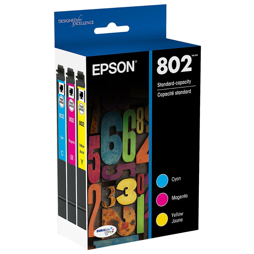 New, Pre-Owned - Epson T802 Standard Yield Multi-Color (3-Pack) Ink Cartridge, T802520-S