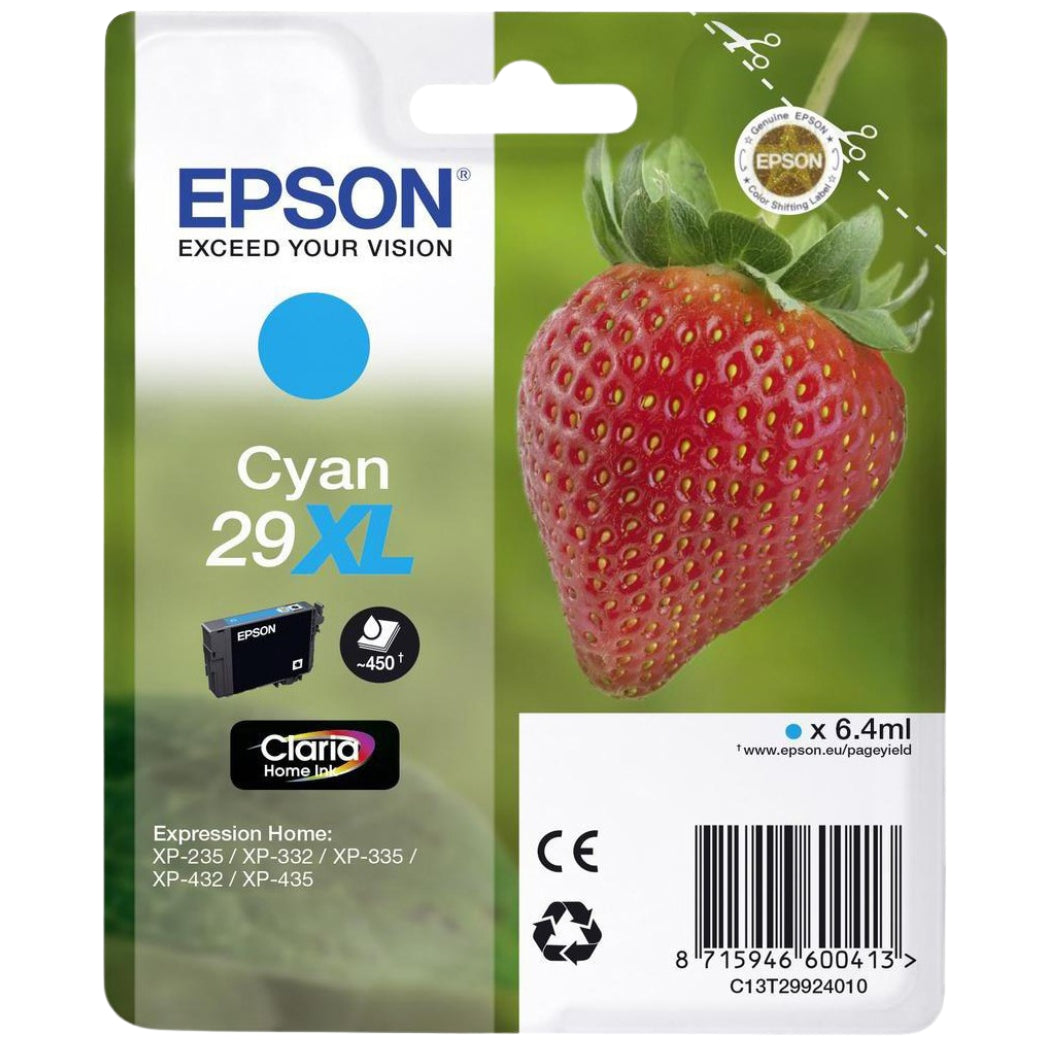 New, Pre-Owned - Epson 29XL Cyan Ink Cartridge, C13T299240