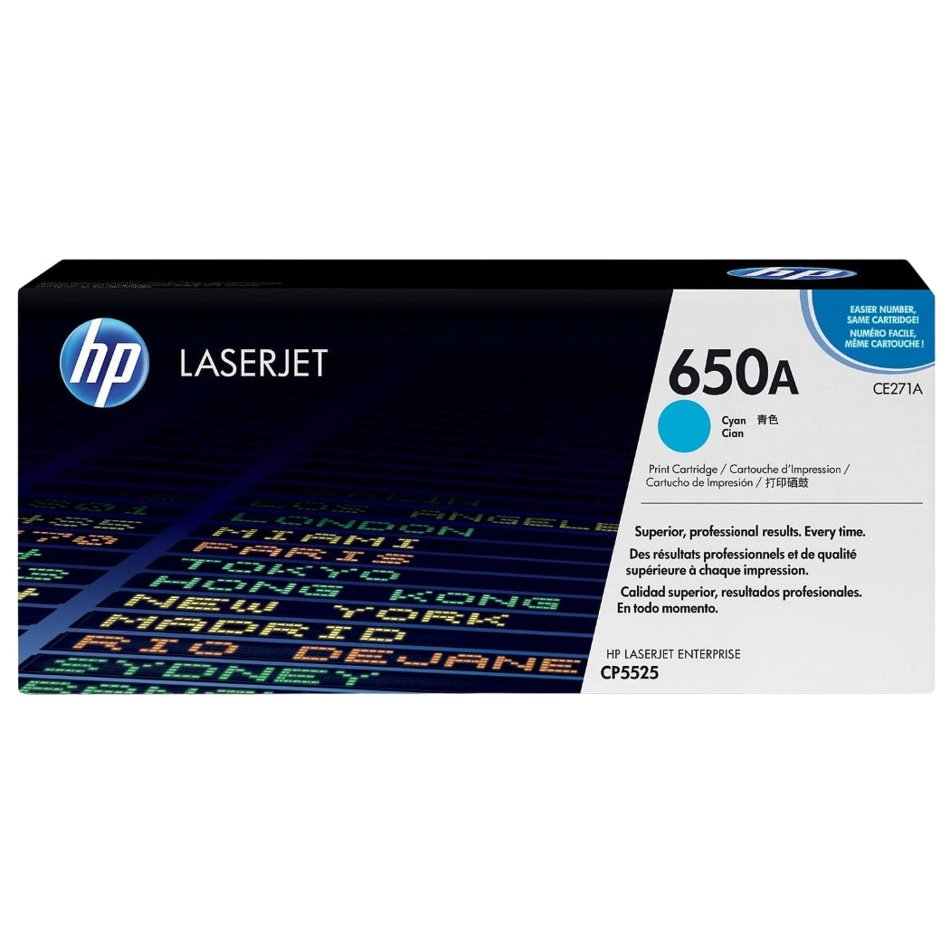 New, Pre-Owned - HP 650A Standard-Yield Cyan Laser Toner Cartridge, CE271A