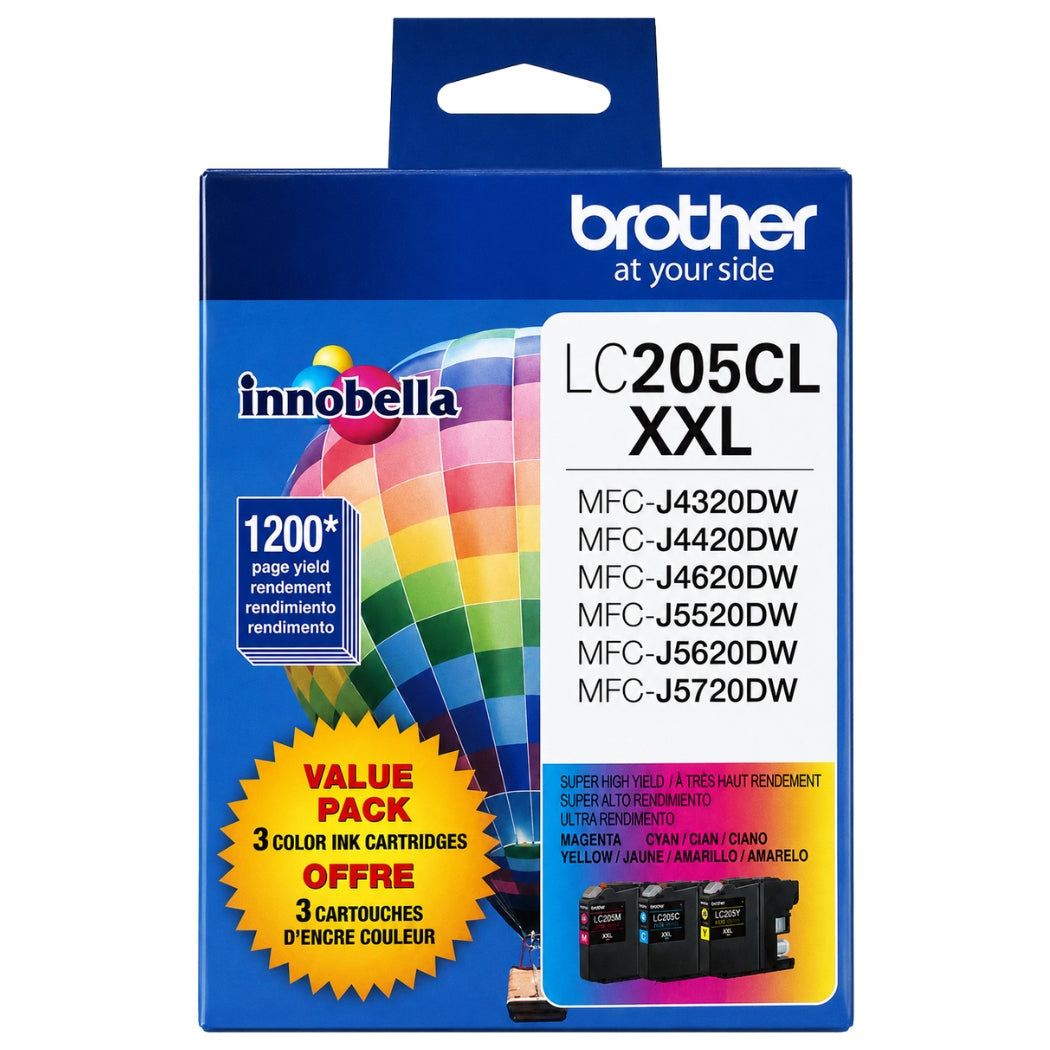 New, Pre-Owned - Brother LC205 Extra High Yield Tri-Color Ink Cartridge-Pack-3