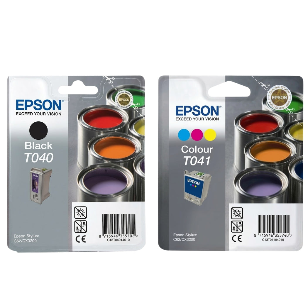 New, Pre-Owned - Epson T040 Black T041 Color Ink Cartridges