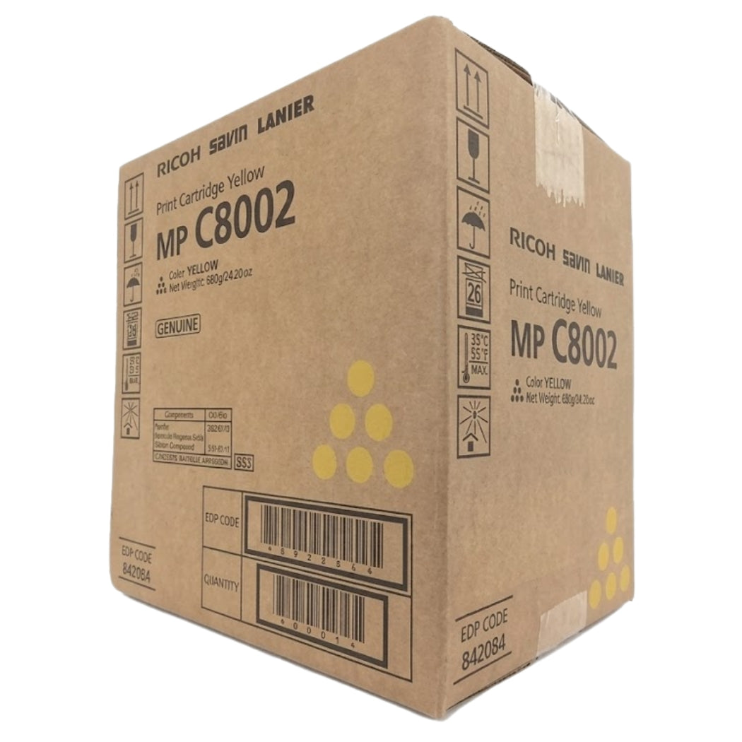 New, Pre-Owned - Ricoh MP C8002 High Yield Yellow Toner Cartridge, 842084