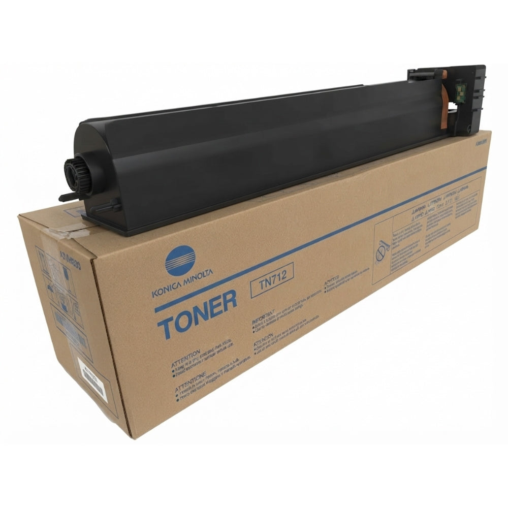 New, Pre-Owned - Konica-Minolta TN712 Standard-Yield Black Laser Toner Cartridge, A3VU030