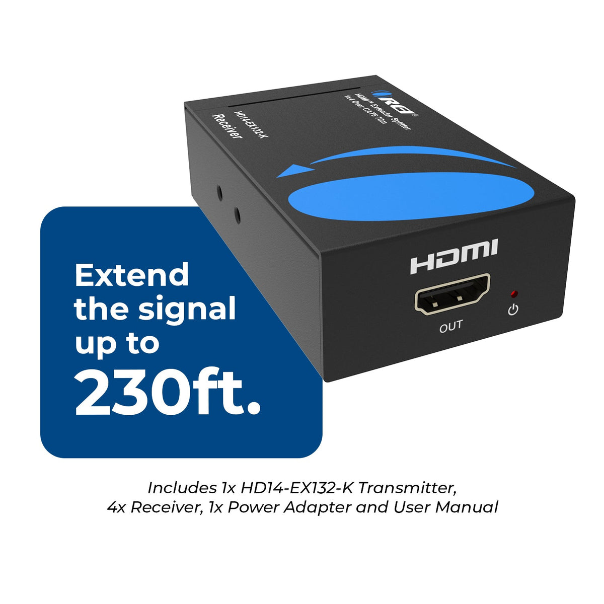 1080p 1x4 HDMI™ Extender Splitter (Loop) - 230ft (cat6)-HD14-EX132-K