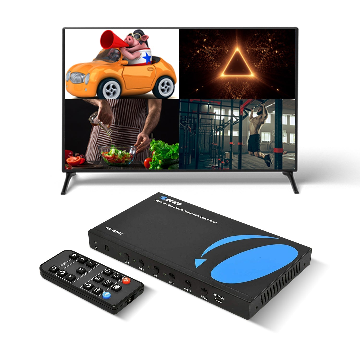 1080p 4-port HDMI™ Seamless Switch w/ Multi Viewer (Audio Extract) - HD-401MV