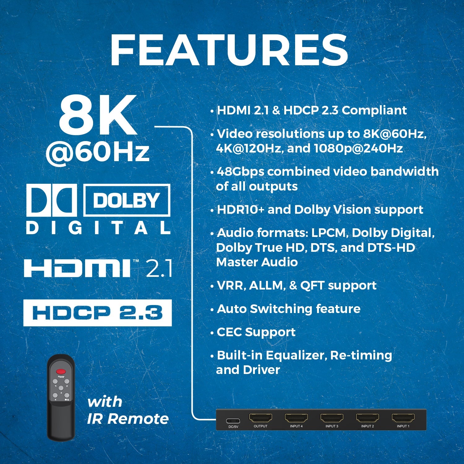 8K 4-port HDMI™ Switch-BK-401S